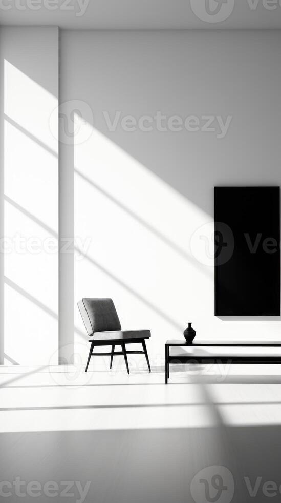 AI generated modern minimalist living room interior, ai photo