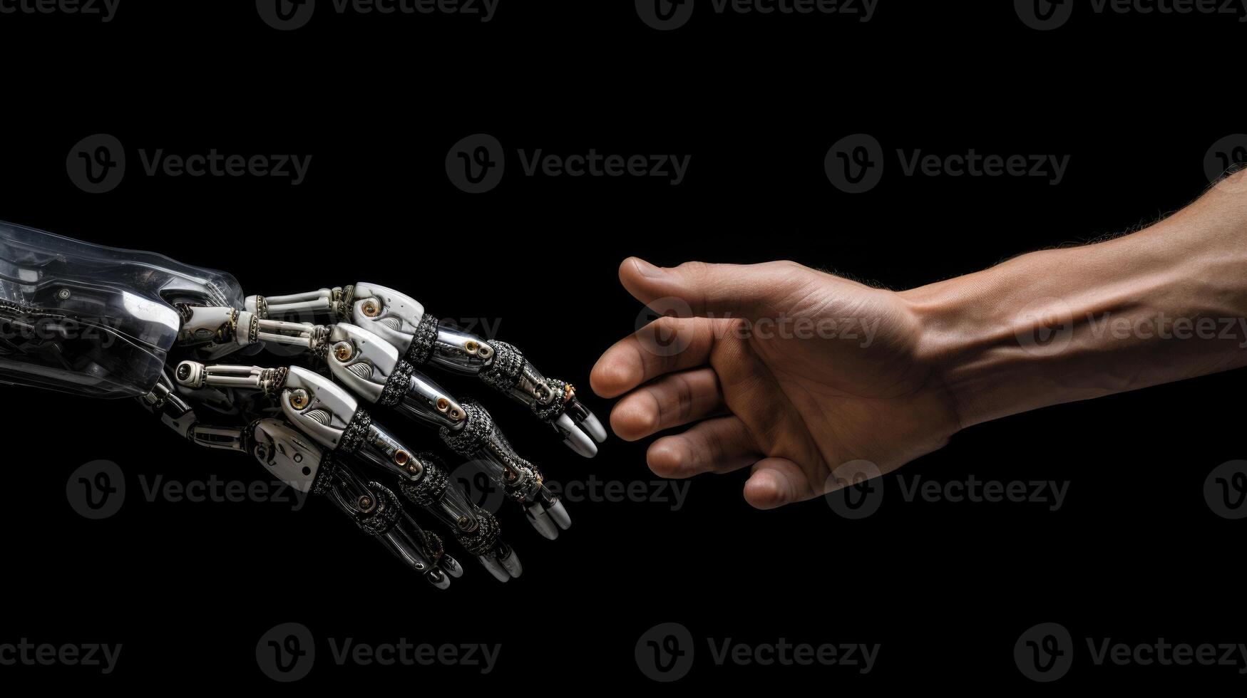 AI generated artificial intelligence and human hands doing handshake, ai photo