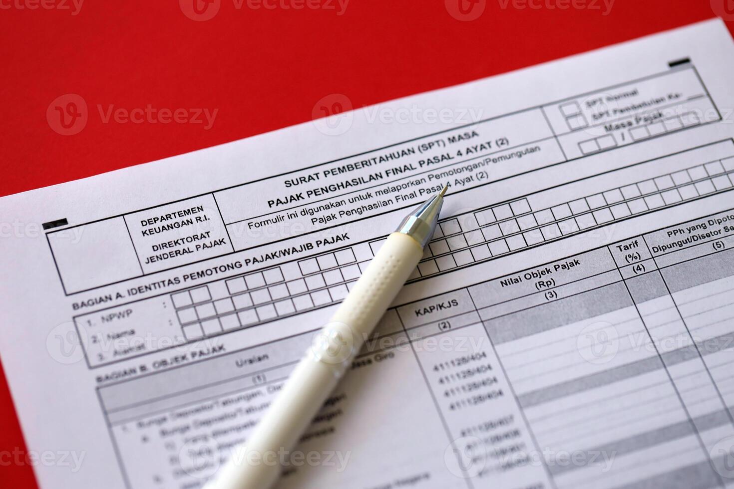 Indonesian tax form notification letter SPT for final income tax period article 4 paragraph 2 photo