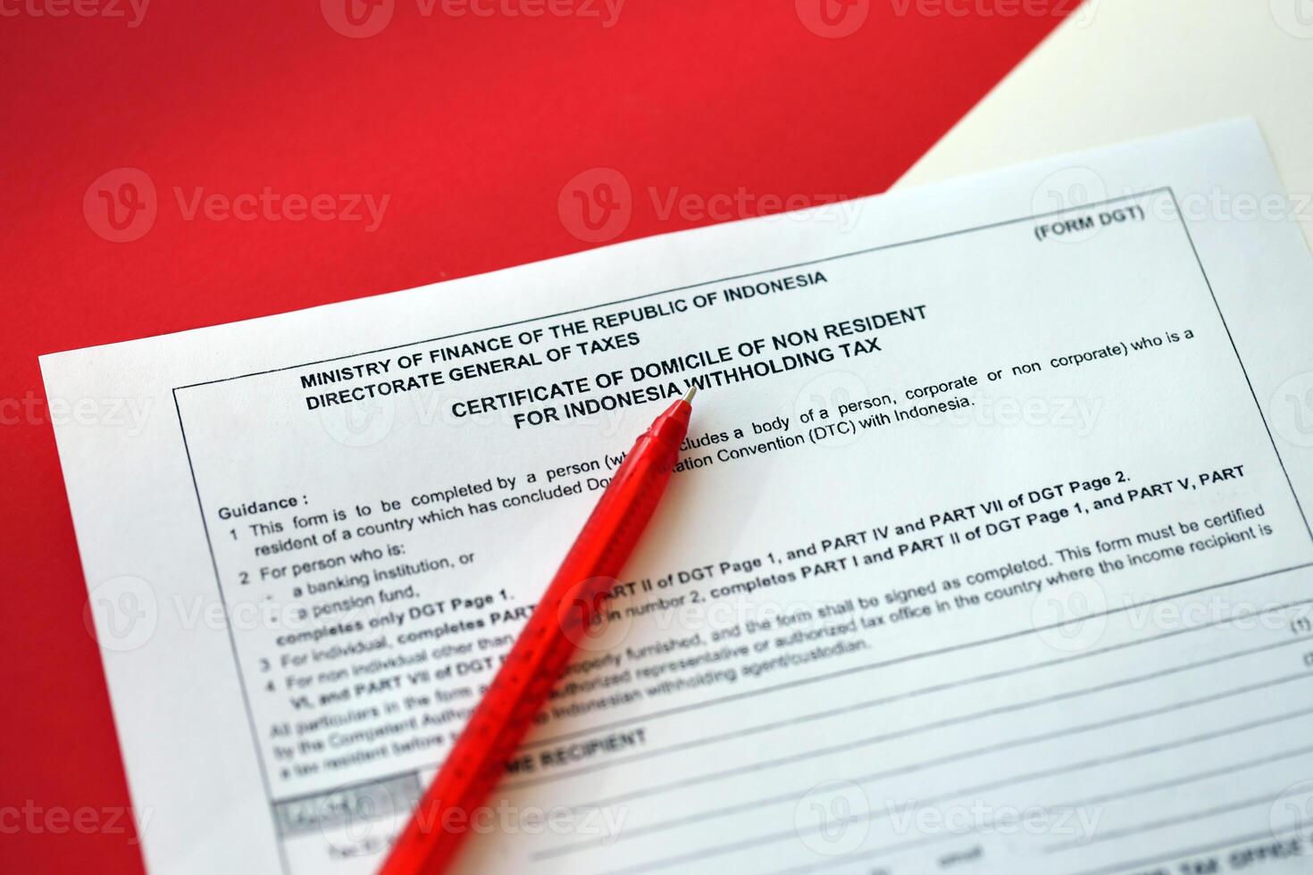 Indonesian tax form DGT certificate of domicile of non resident for indonesia withholding tax photo