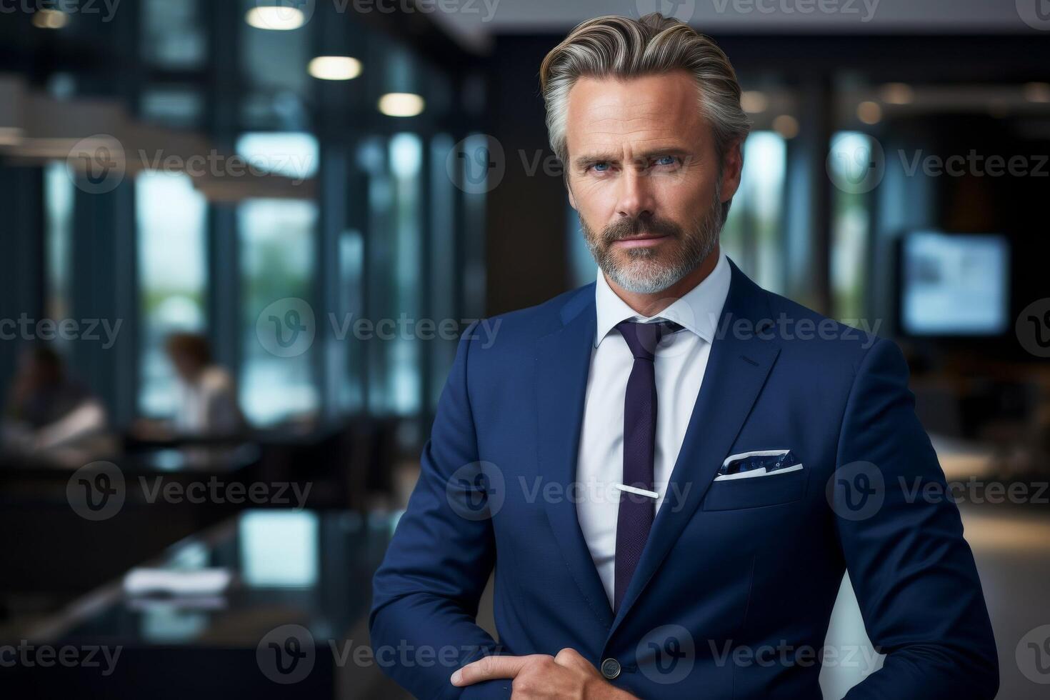 AI generated Professional Businessman Posing in Suit and Tie photo