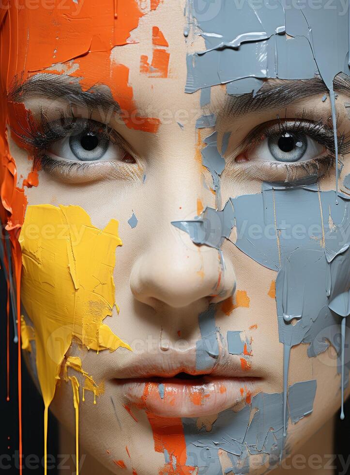 AI generated Womans Face Painted photo
