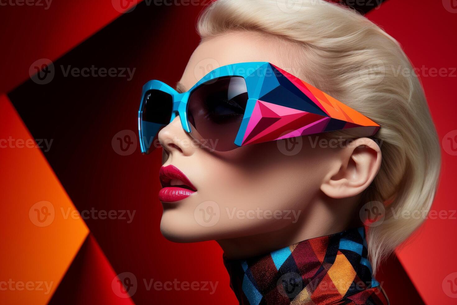 AI generated Woman in Sunglasses and Neck Tie photo