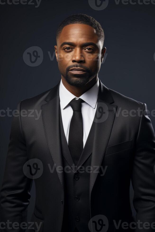 AI generated Professional Businessman in Suit and Tie Posing photo
