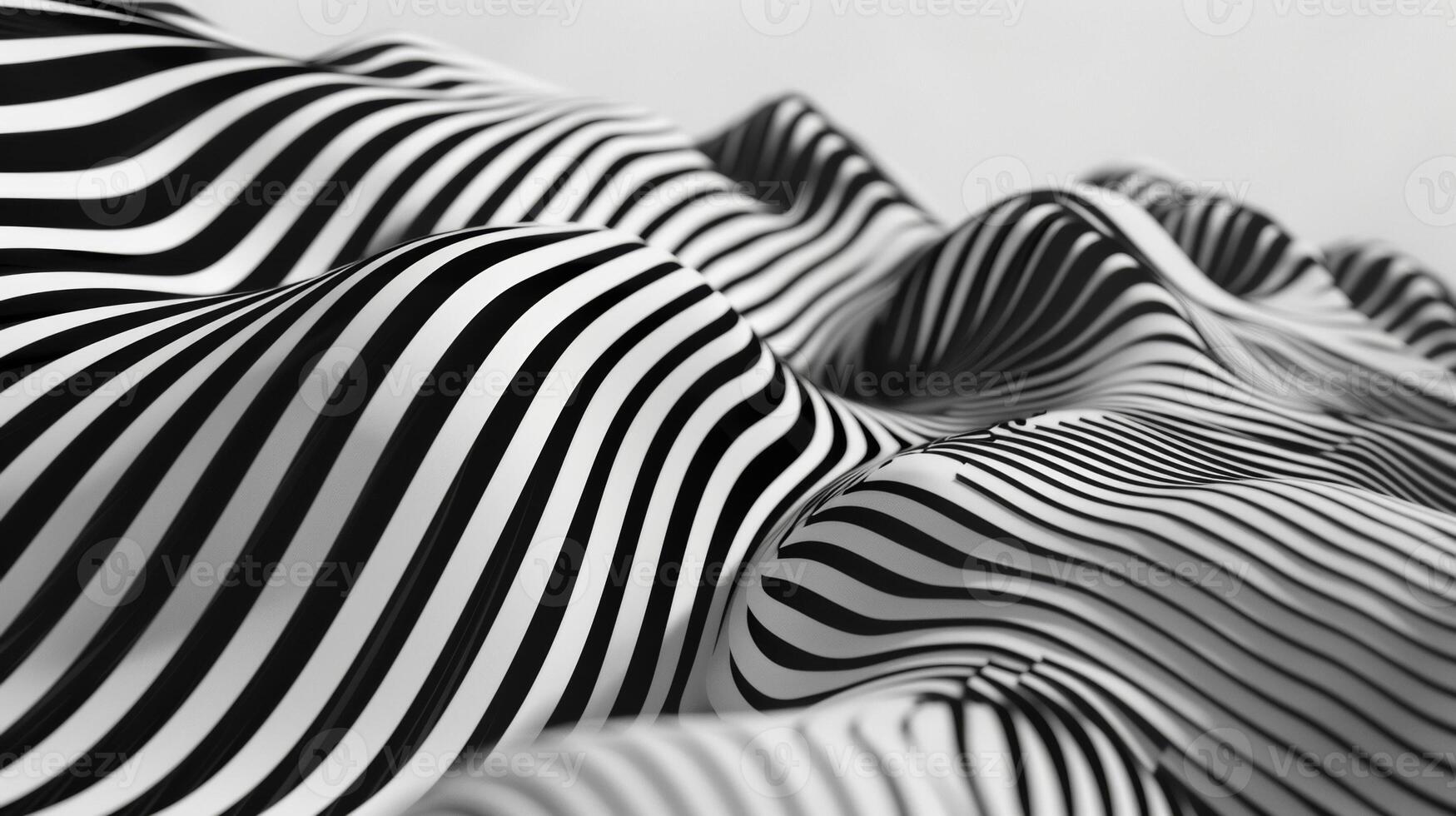 AI generated The image shows an abstract design of flowing, wavelike forms in black and white with a sense of movement and grace. geometric black and white forms flowing waves in background photo