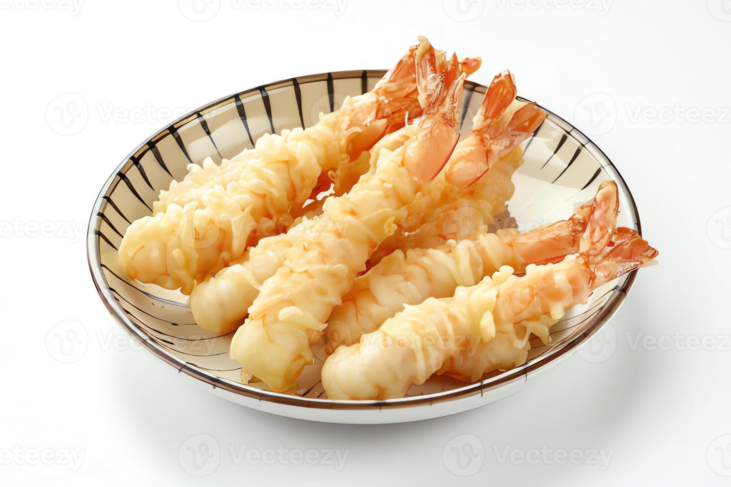 AI generated Tempura served on a plate isolated on a white background photo