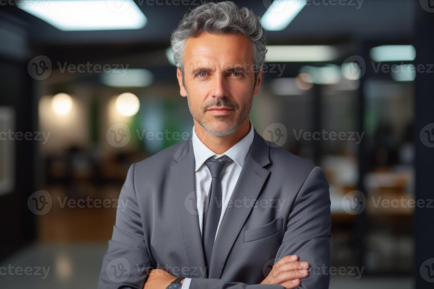 AI generated Professional Businessman Standing With Arms Crossed photo