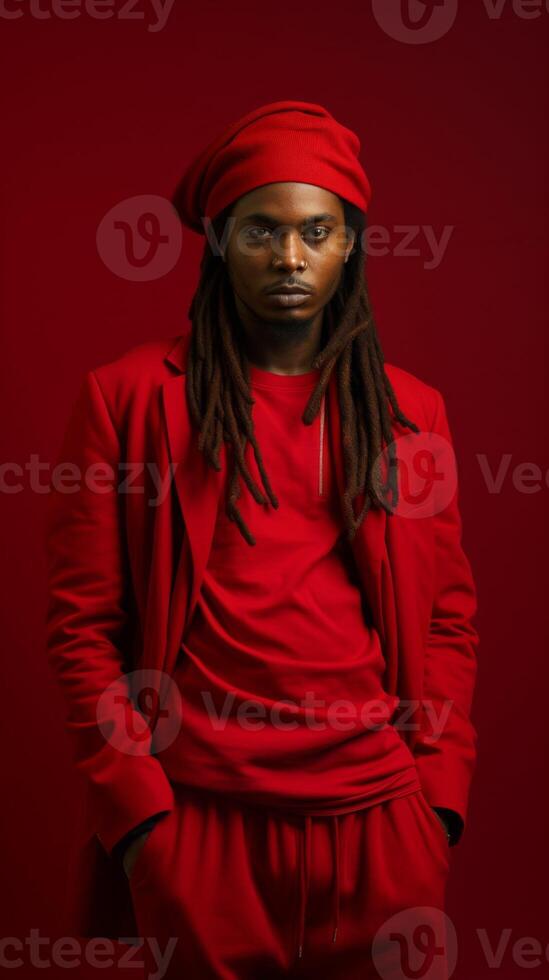 AI generated Man in Red Suit and Hat photo