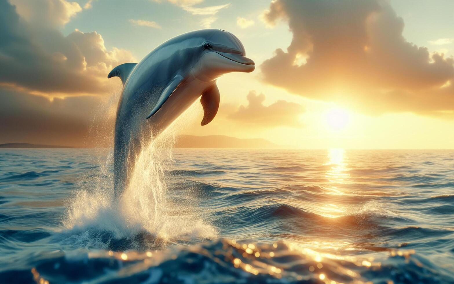 AI generated Dolphins leap out of the water. Sea surface. Fish jump out of the water. ocean sea surface photo