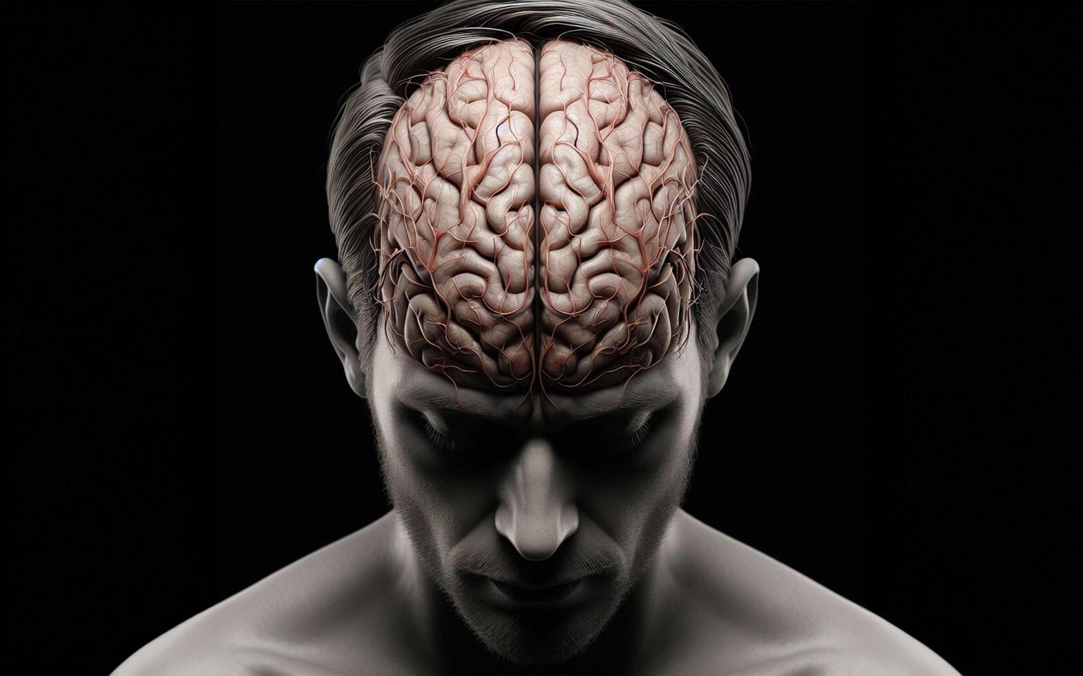 ai generado humano cabeza músculos y sangre vasos fantasía demonio cabeza concepto. foto