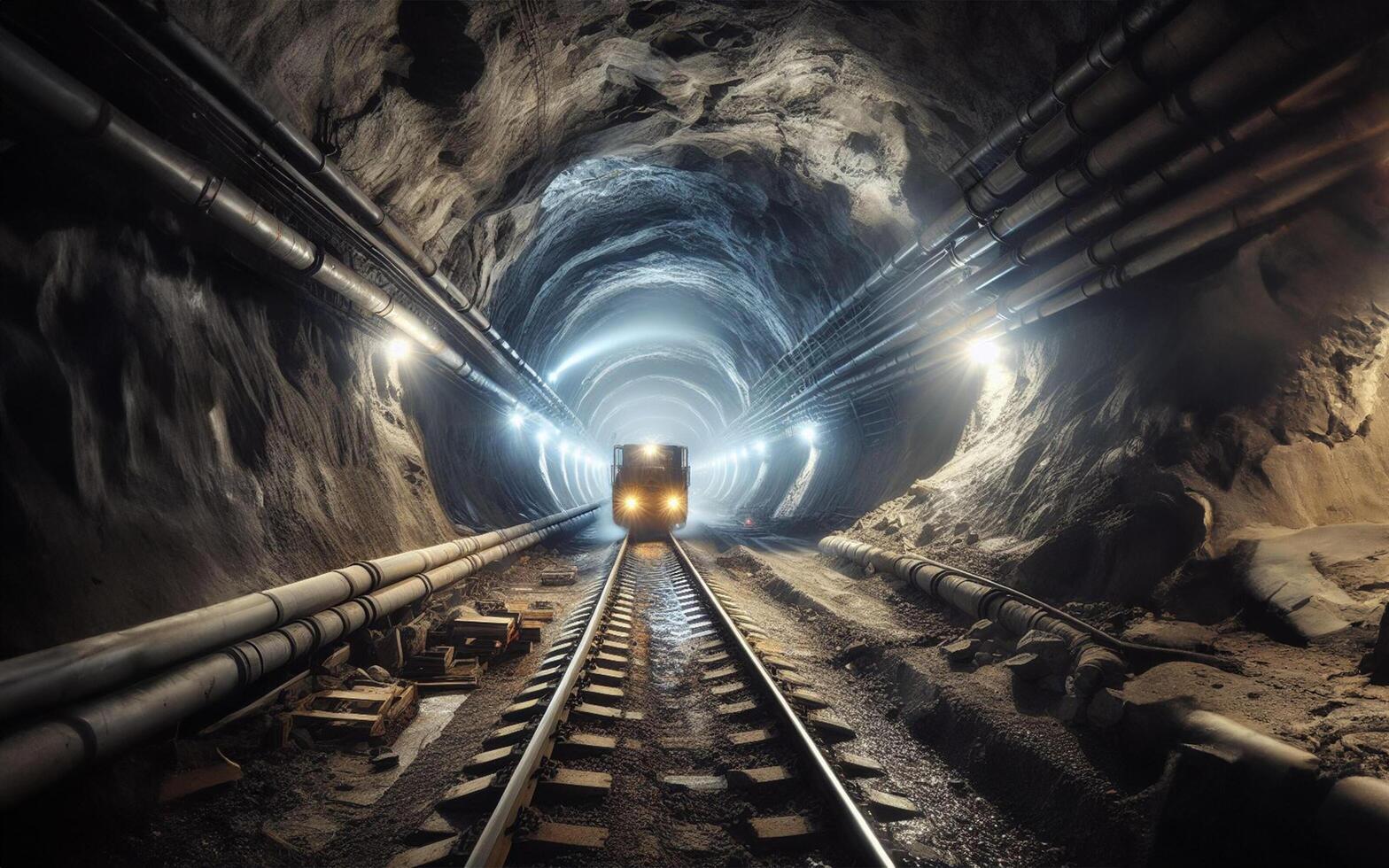 AI generated mining tunnel Pipelines in large mines photo
