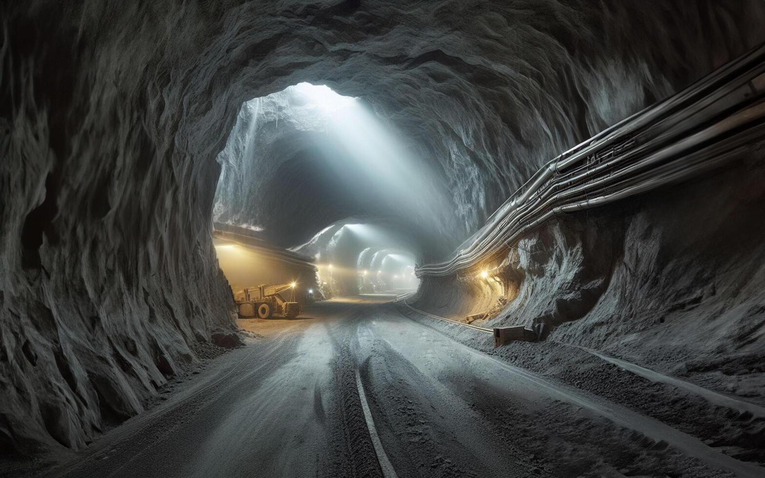 ai generado minería túnel oleoductos en grande minas foto