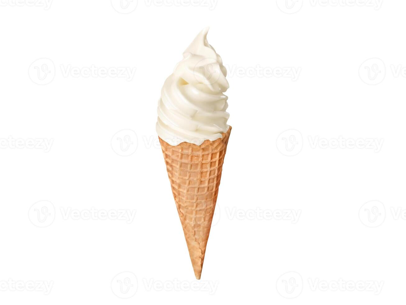 Soft ice cream in a waffle cup Isolated on a white background photo
