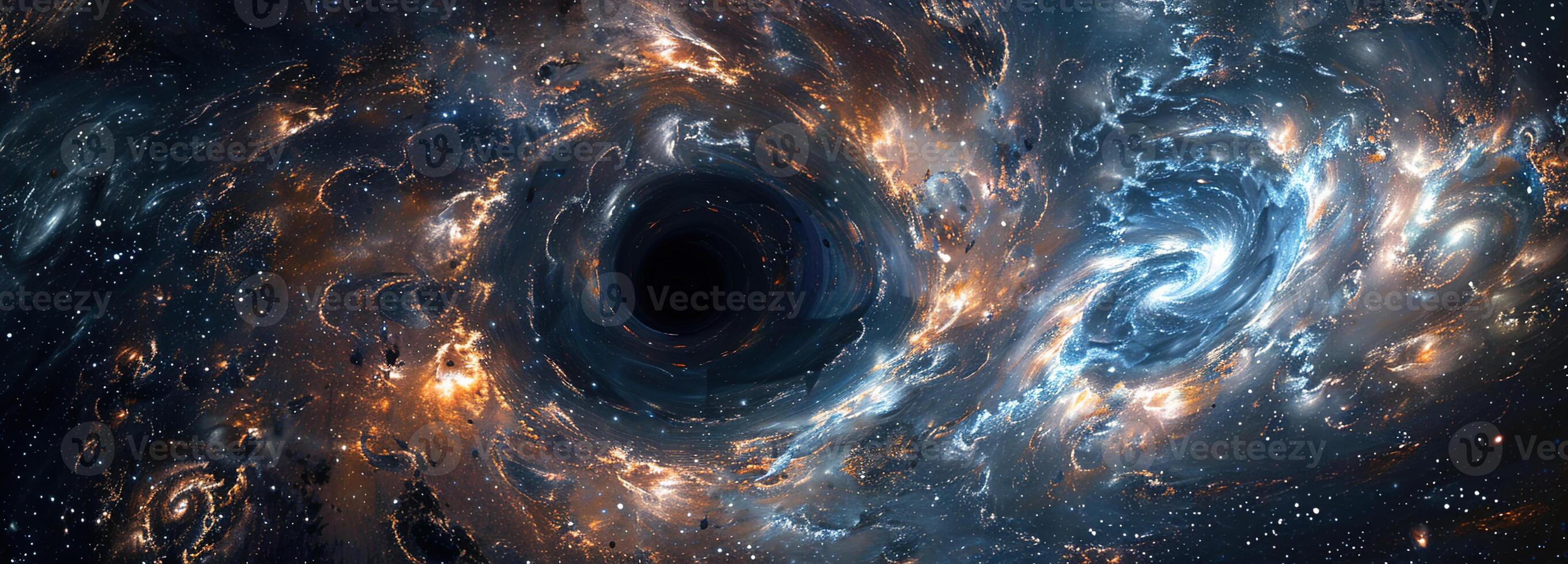 AI generated Black Holes, Massive Centers of Gravity That Absorb Light, Offering a Glimpse into the Enigmatic Forces of the Universe. photo