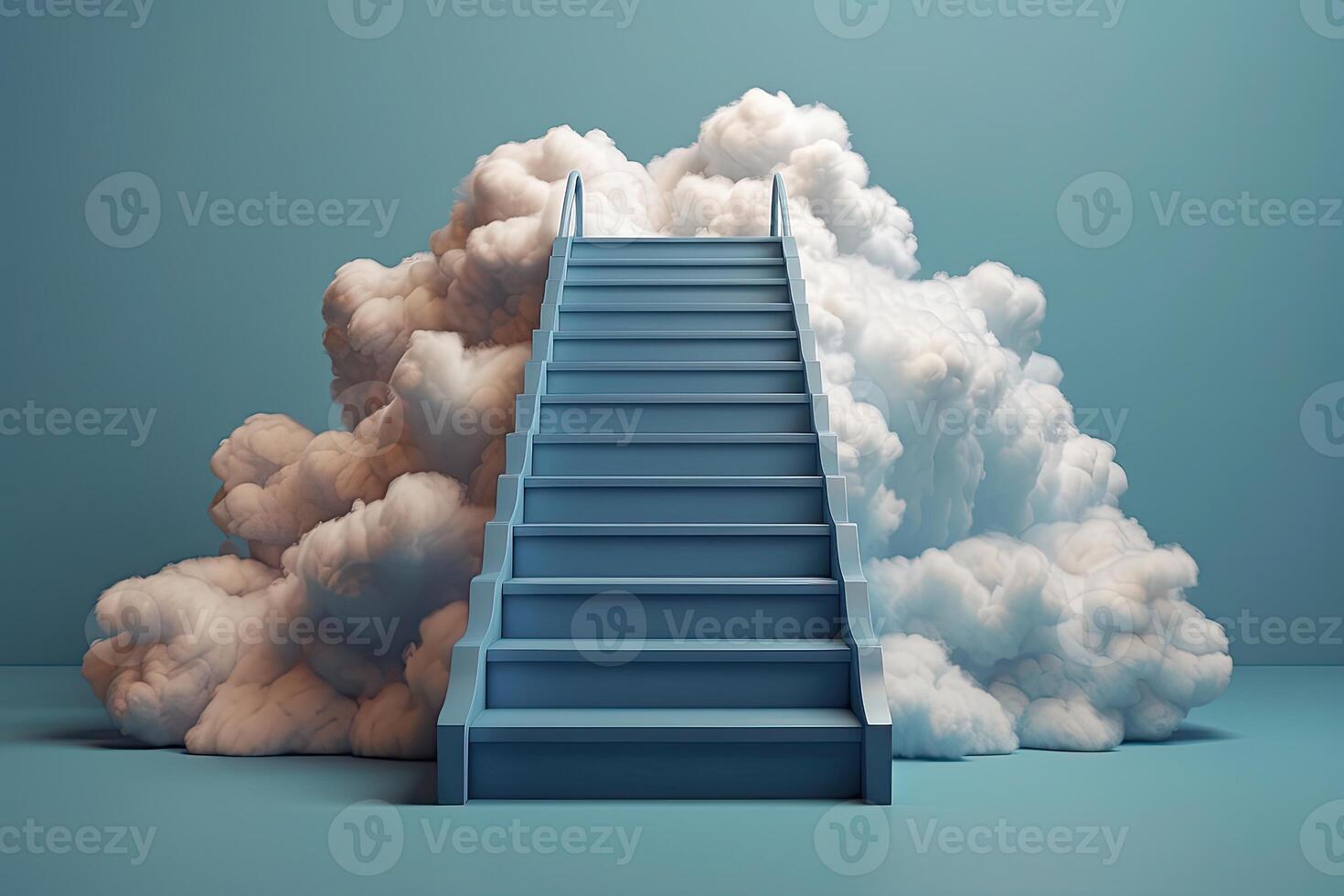 AI generated a staircase leading up to a cloud filled sky photo