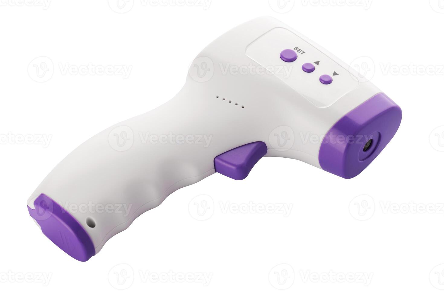 Electronic infrared contactless thermometer isolated on white photo