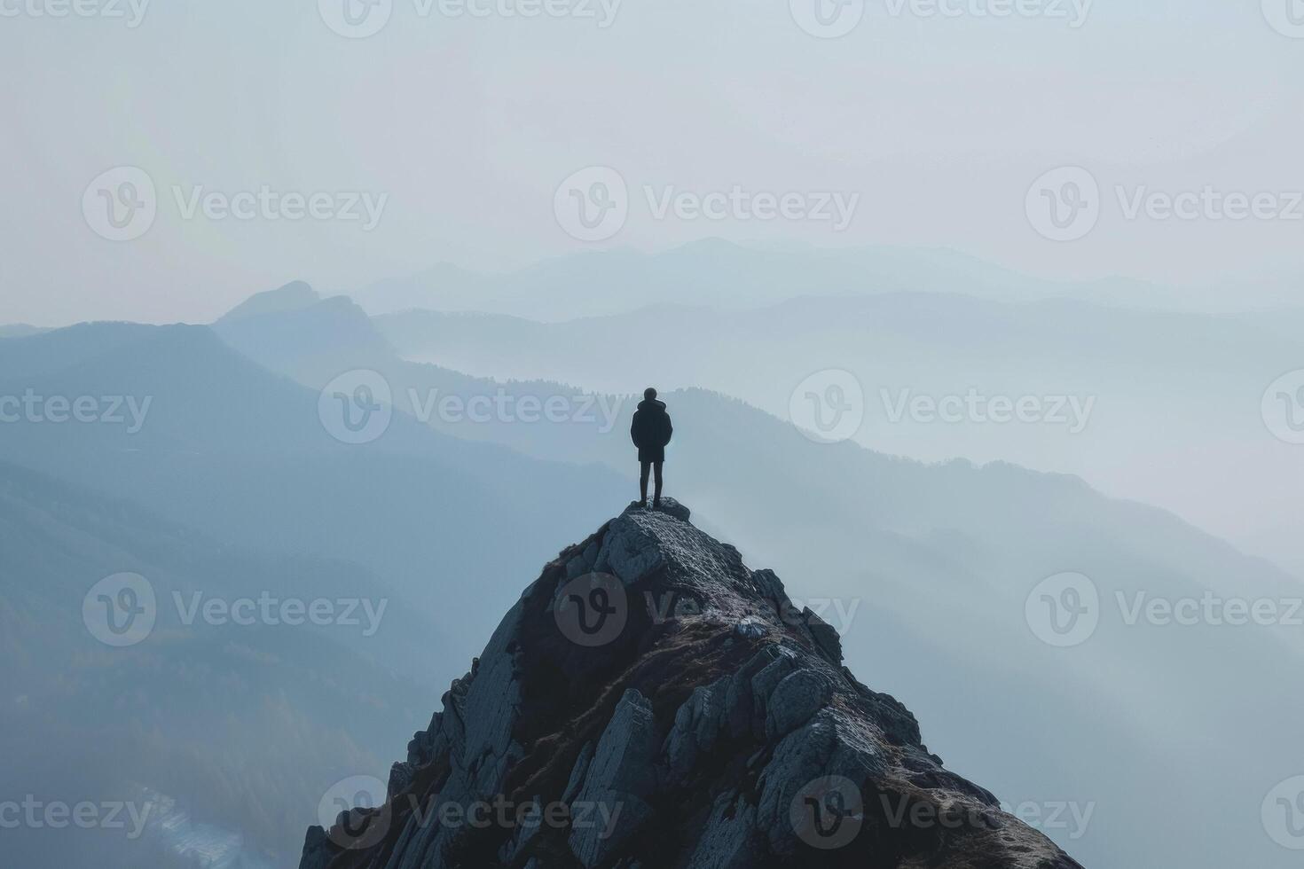 AI Generated Solitary Summit Contemplation photo