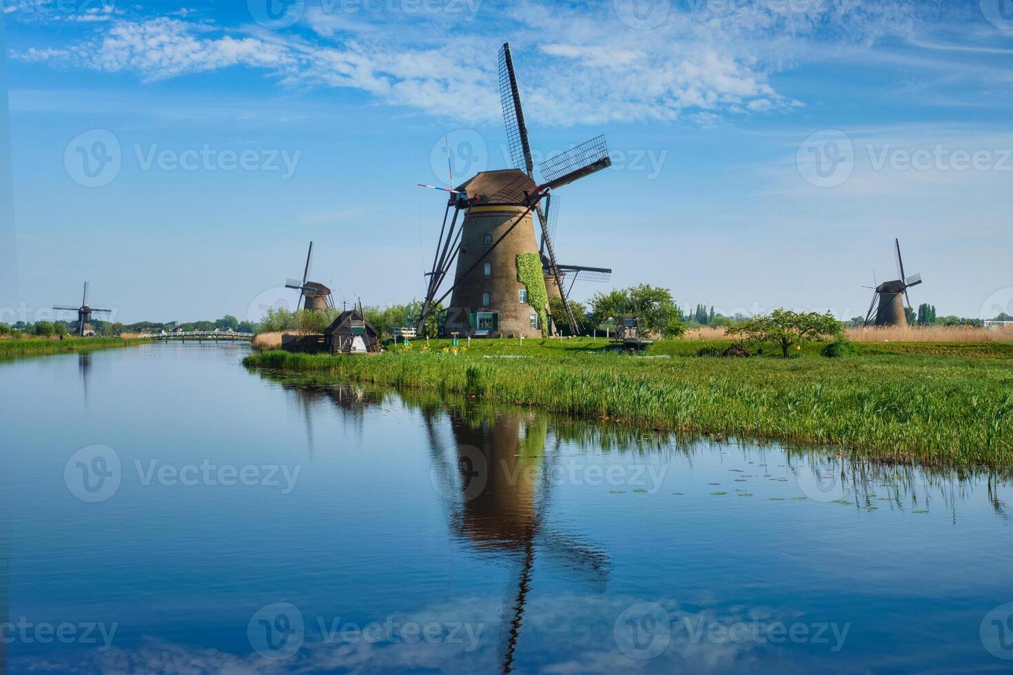 Windmills at Kinderdijk in Holland. Netherlands photo