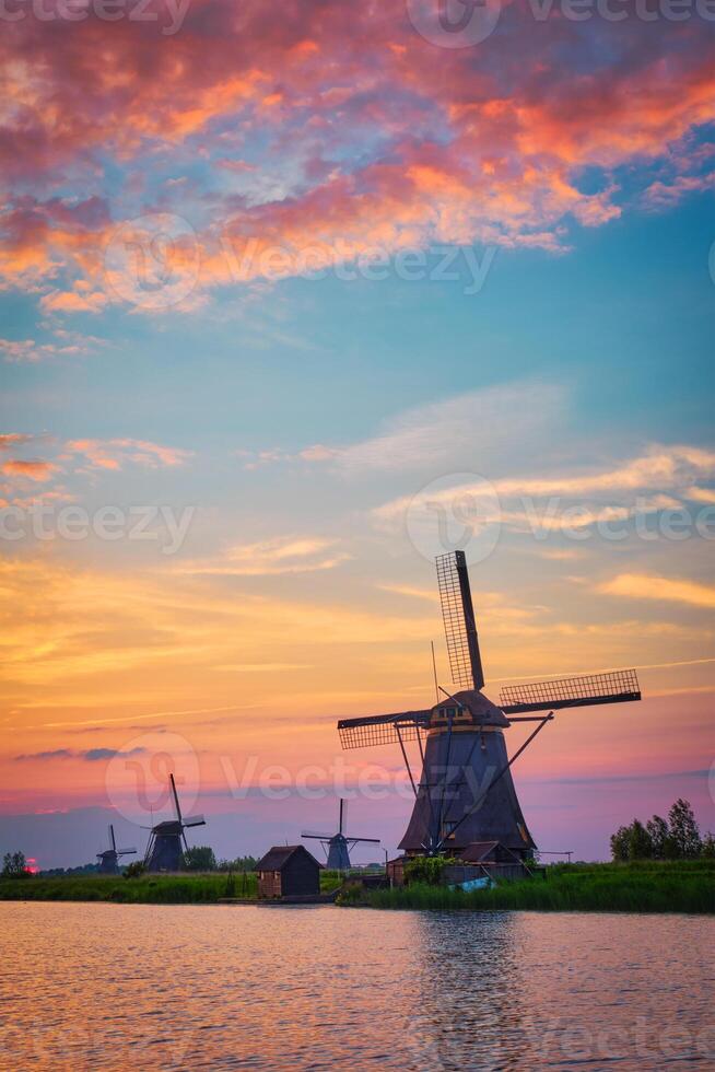 Windmills at Kinderdijk in Holland. Netherlands photo