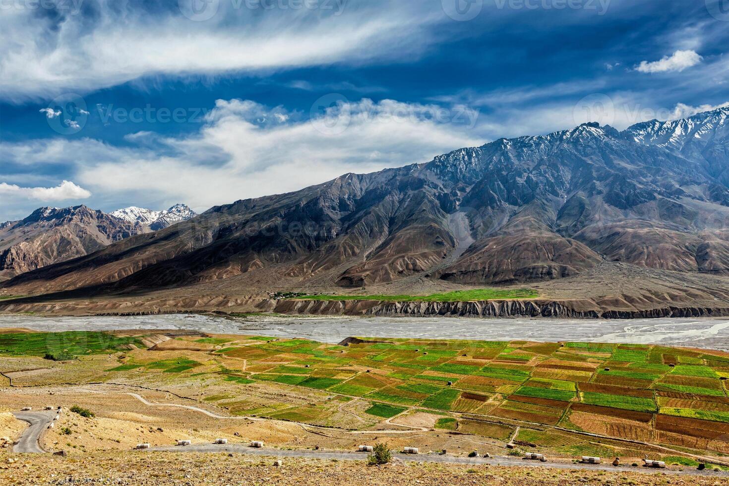Spiti valley and river in Himalayas photo