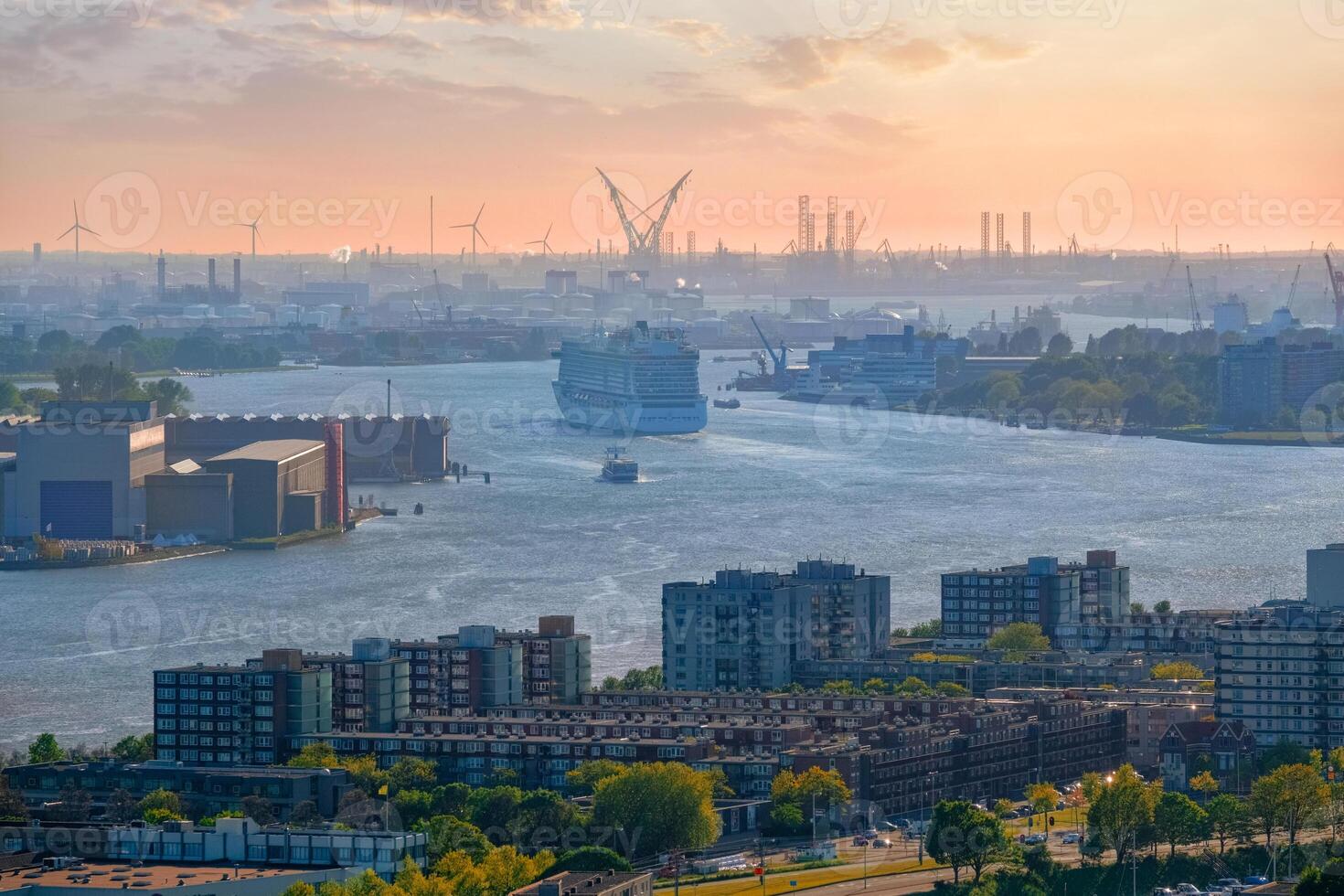 View of Rotterdam city and Nieuwe Maas river photo