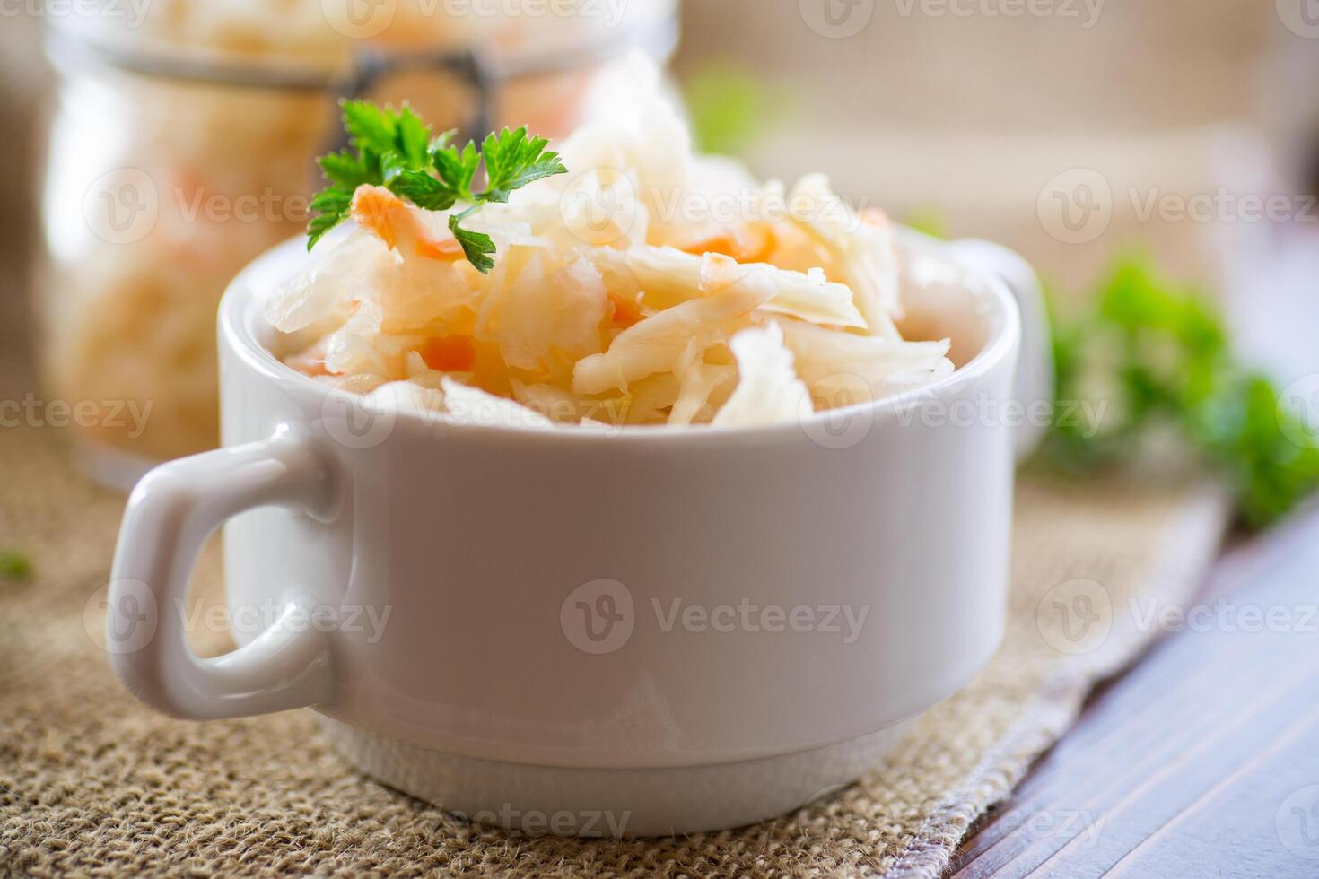 Sauerkraut with carrots and spices in a bowl photo