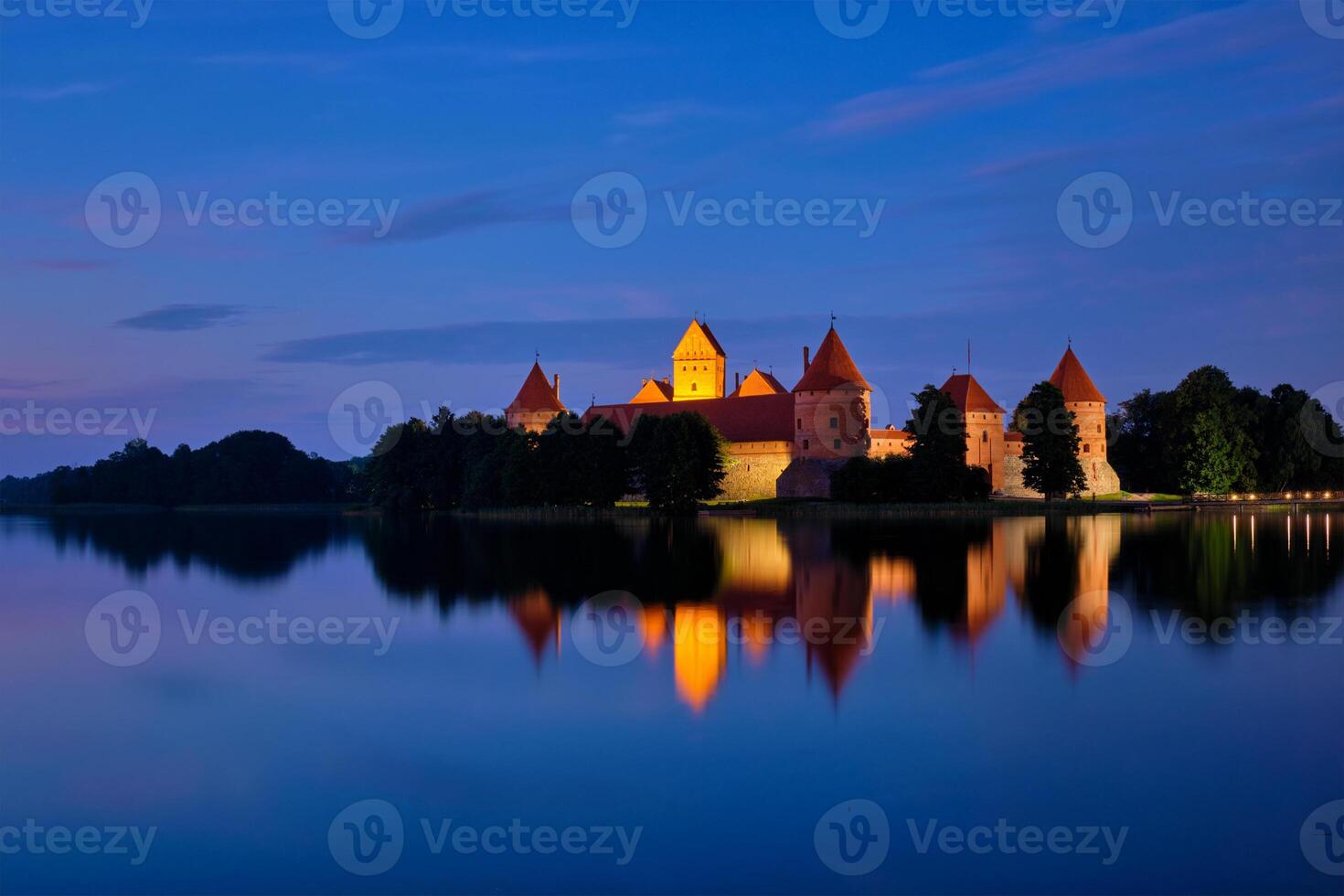 Trakai Island Castle in lake Galve, Lithuania photo