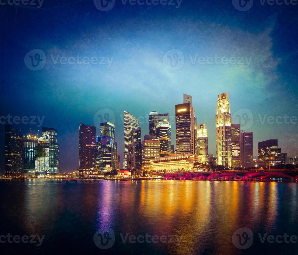Singapore skyline in evening photo