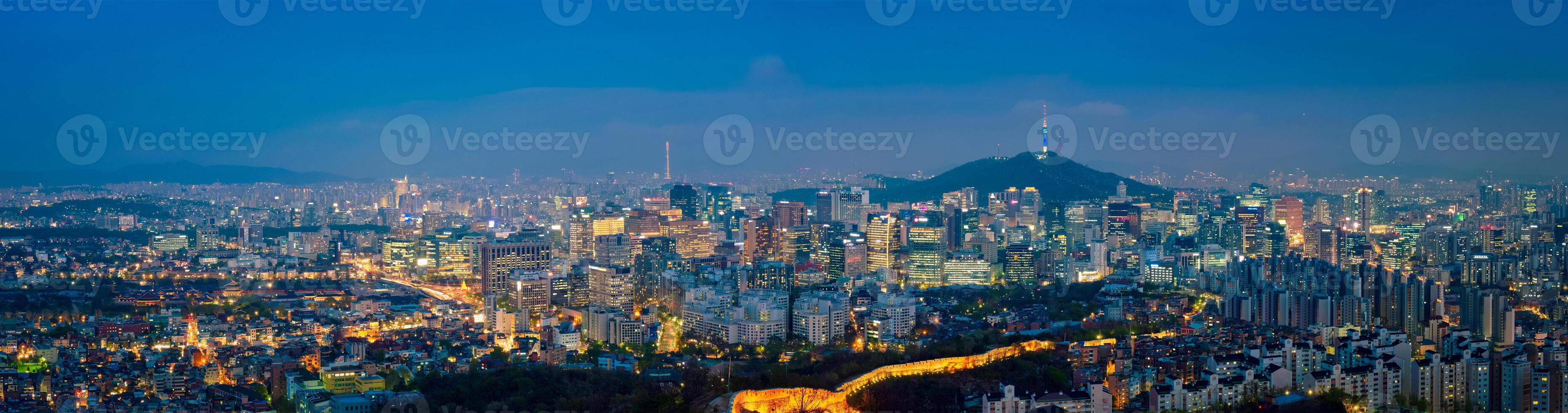 Seoul skyline in the night, South Korea. photo