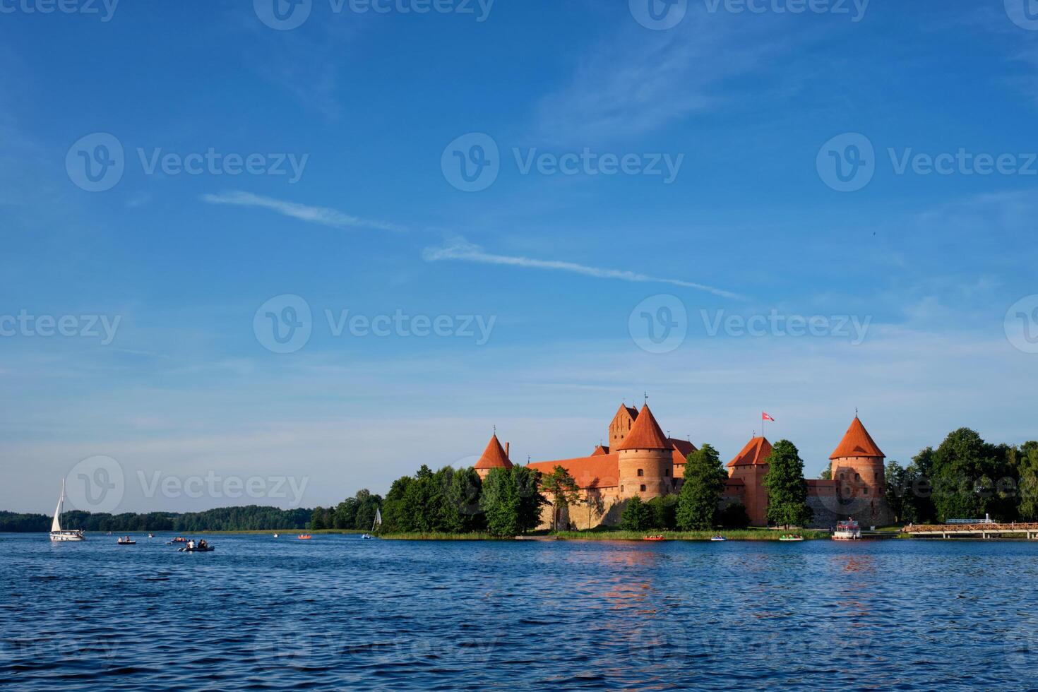 Trakai Island Castle in lake Galve, Lithuania photo