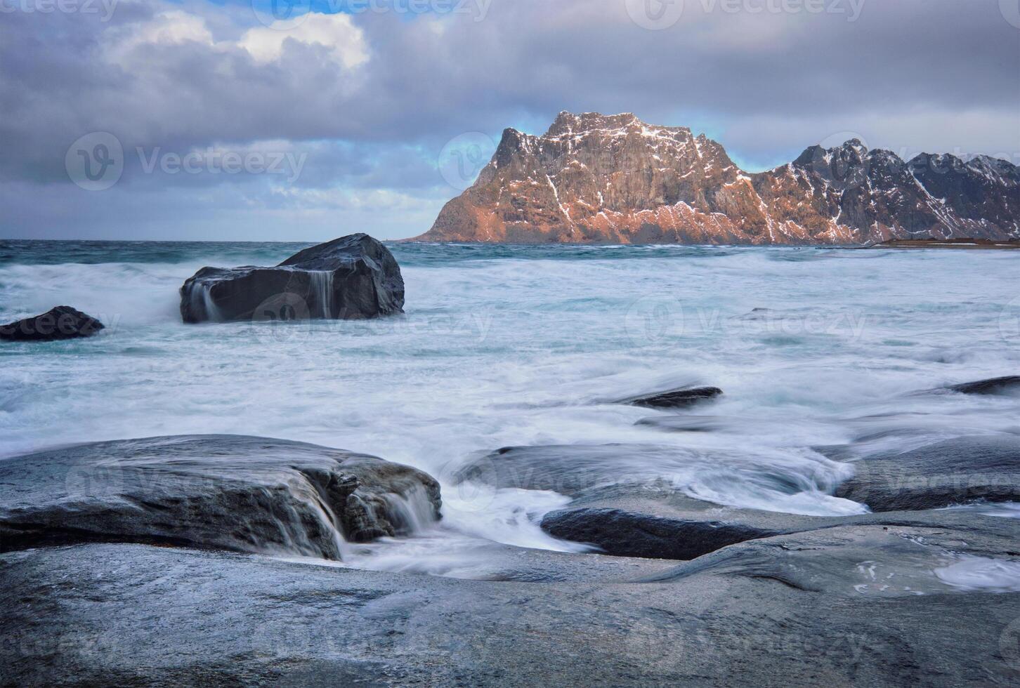 Beach of fjord in Norway photo
