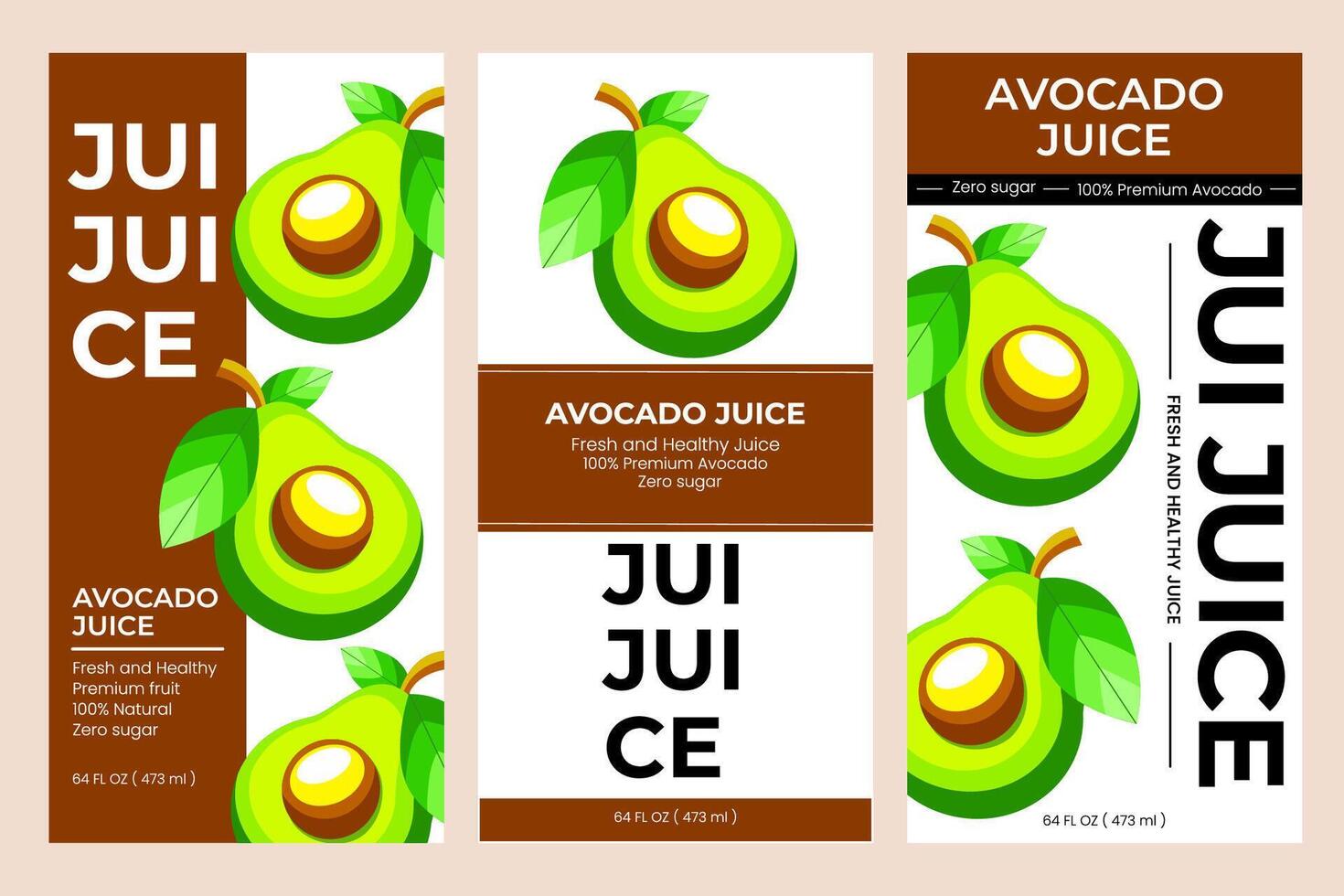 Avocado juice label design. Suitable for beverage, bottle, packaging, stickers, and  product packaging vector