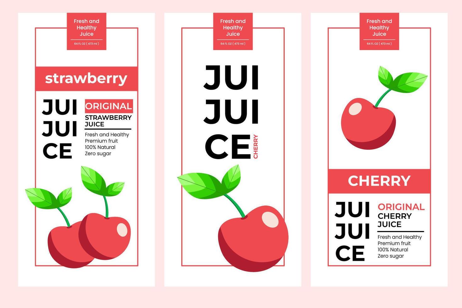 Cereza jugo etiqueta diseño. adecuado para bebida, botella, embalaje, pegatinas, y producto embalaje vector