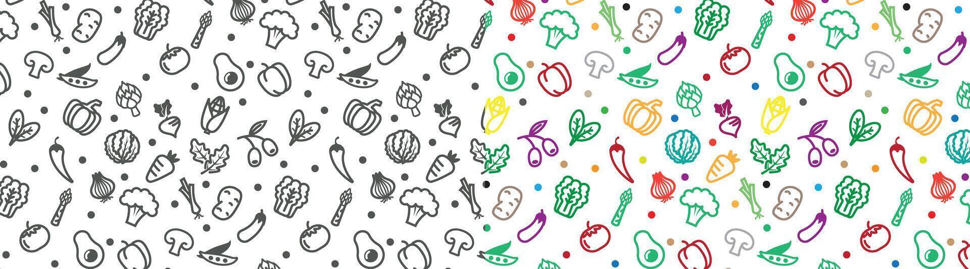 cute vegetable icons seamless pattern background for restaurant wallpaper. healthy food fresh salad vector