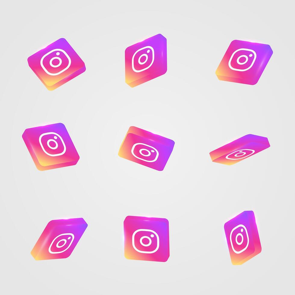 instagram 3d social red iconos, instagram íconos colección vector