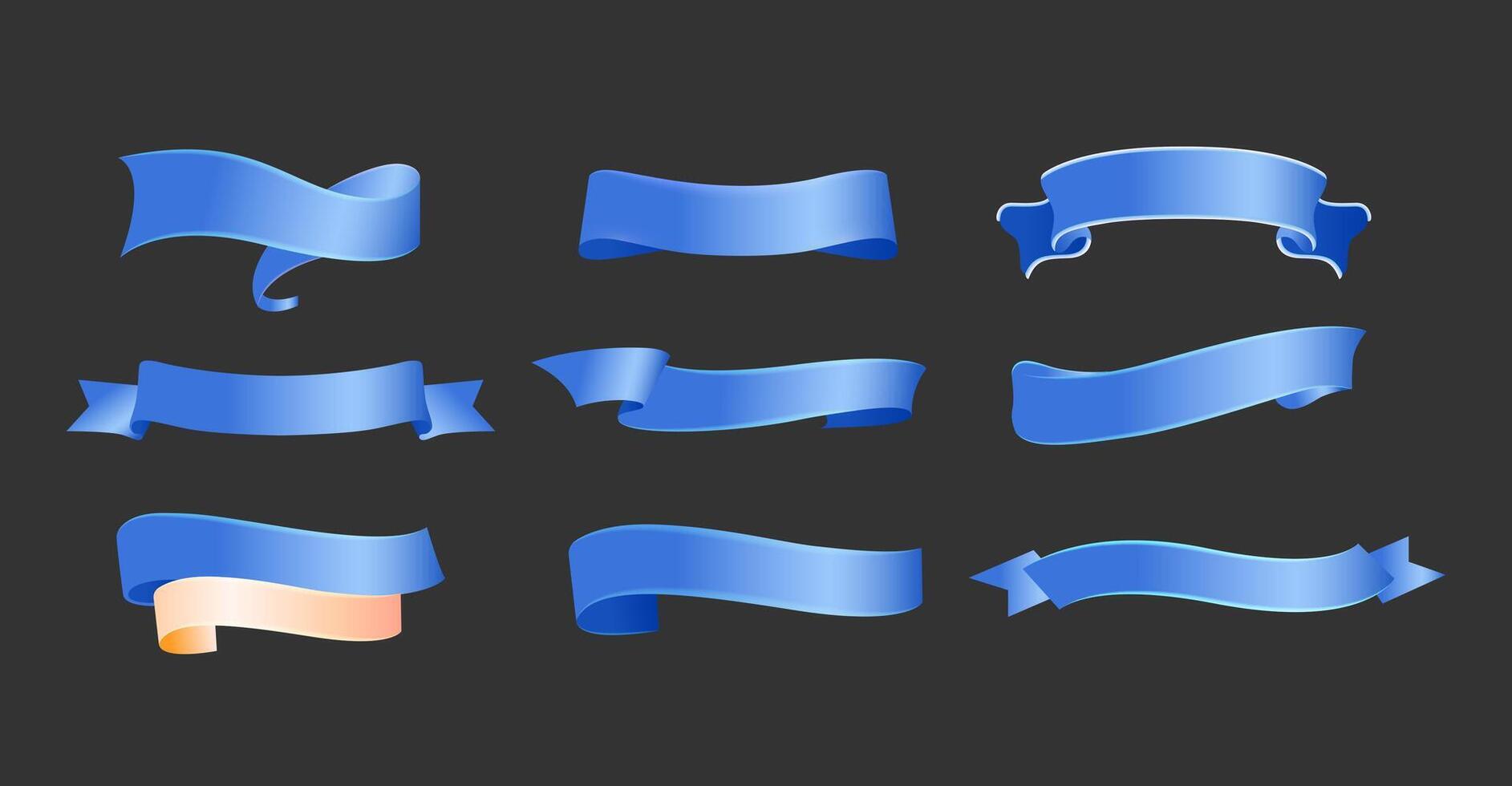 Banners and silk banners. Blue banner ribbon vector