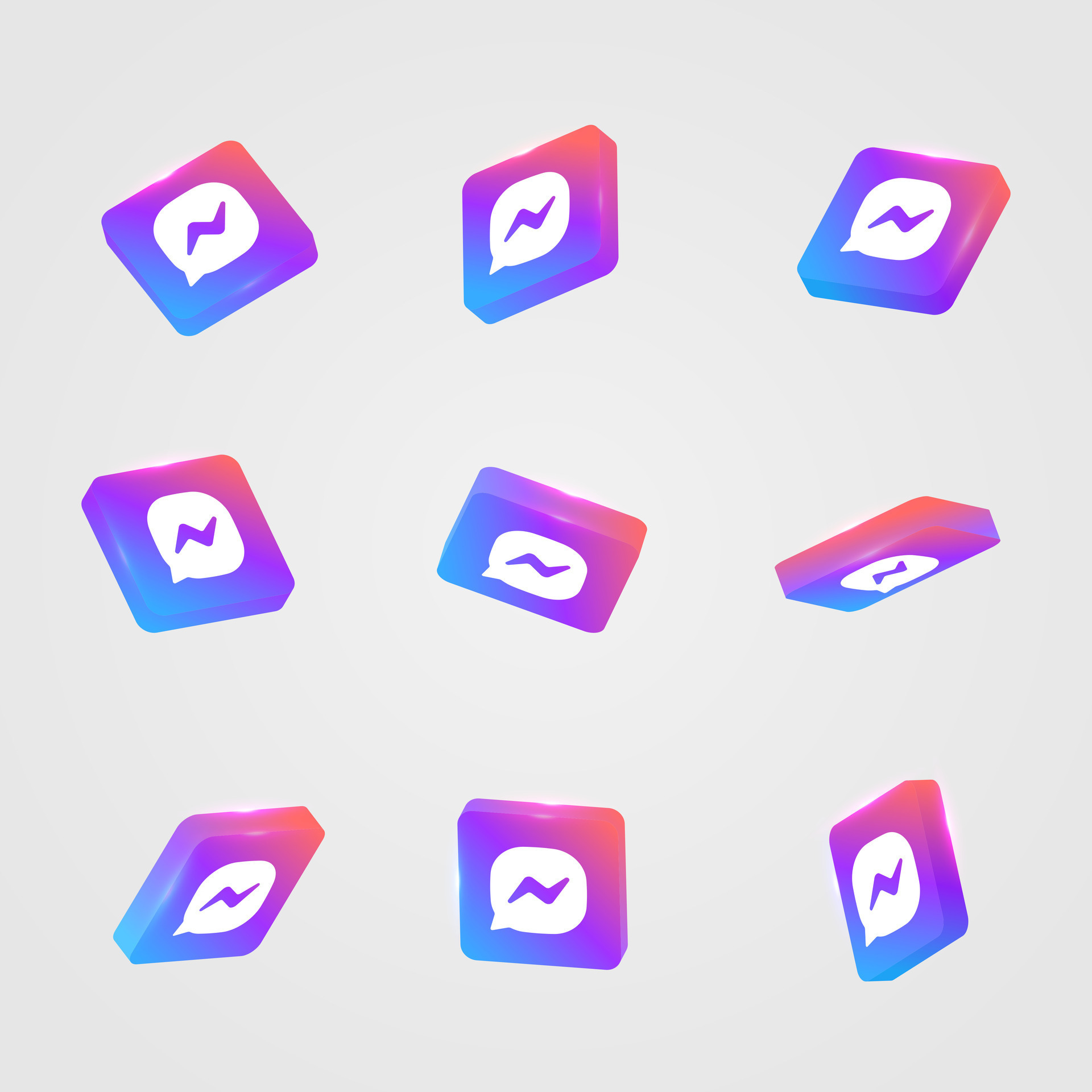 3d messenger social network icon, messenger icon collection, button ...