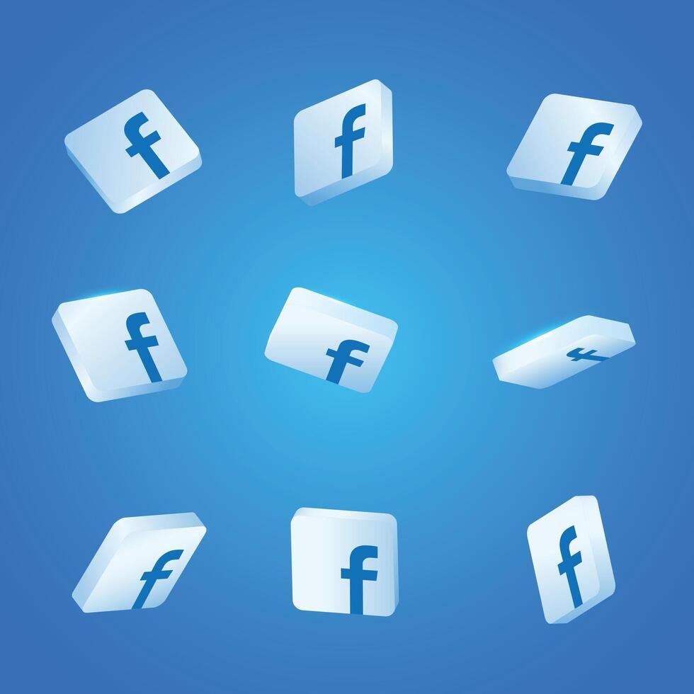 3d Facebook social red icono, Facebook icono recopilación, botón modelo vector