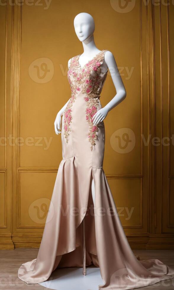 AI generated mini dress with low neckline on a mannequin. ai generative photo