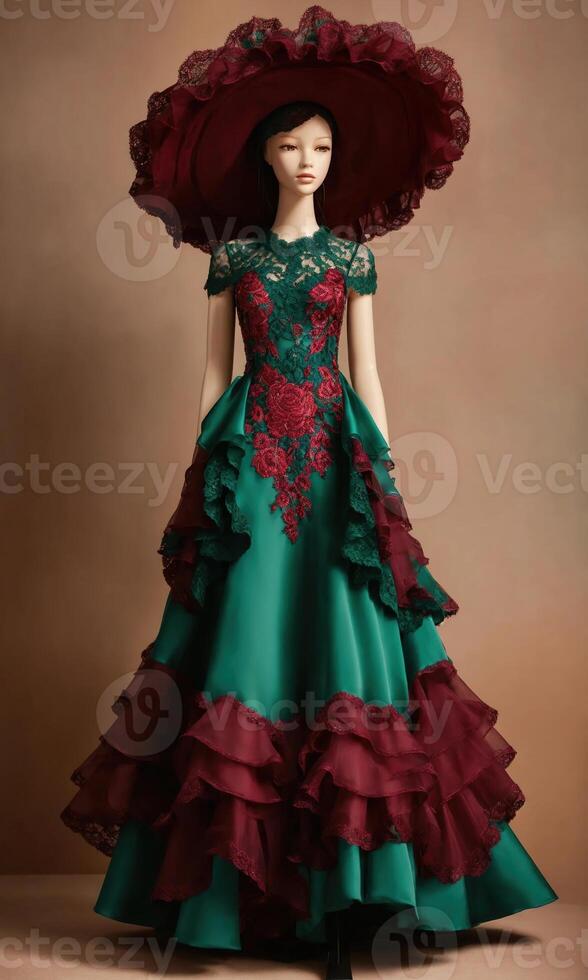 AI generated mini dress with low neckline on a mannequin. ai generative photo