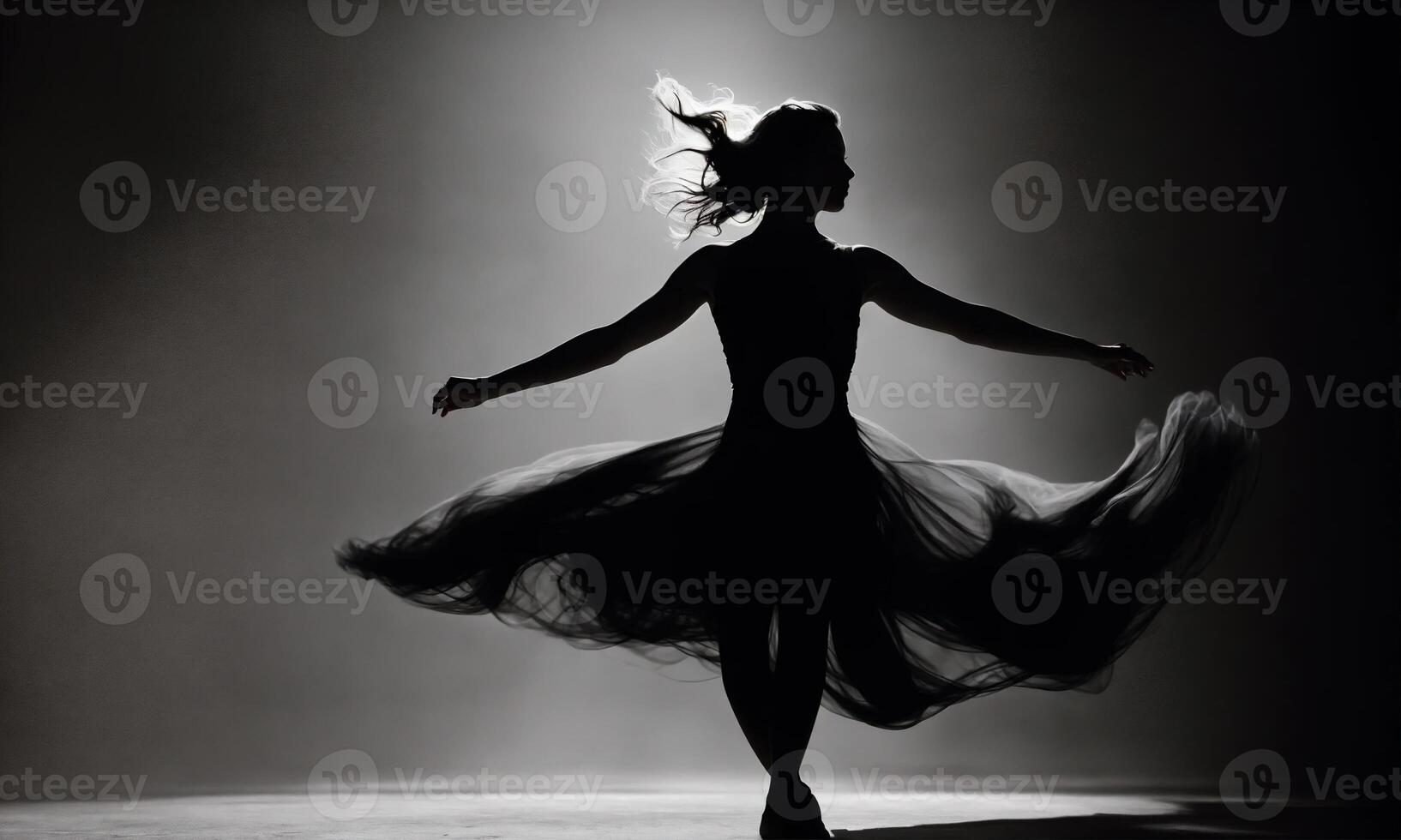 AI generated Blurry motion silhouette of a girl with long hair. ai generative photo