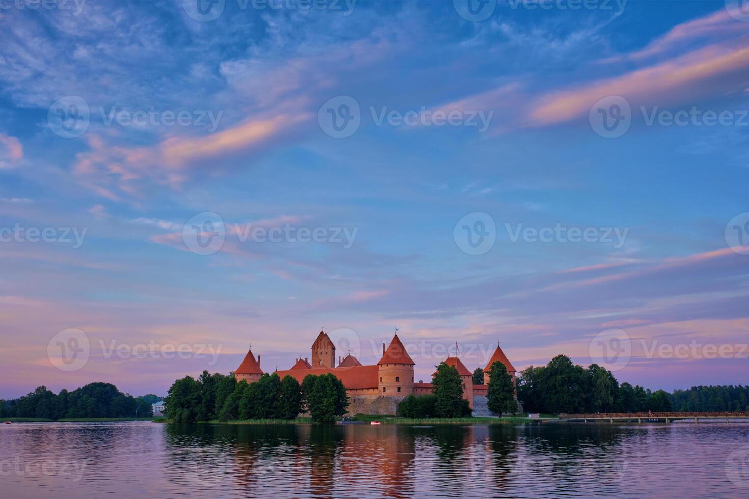 Trakai Island Castle in lake Galve, Lithuania photo