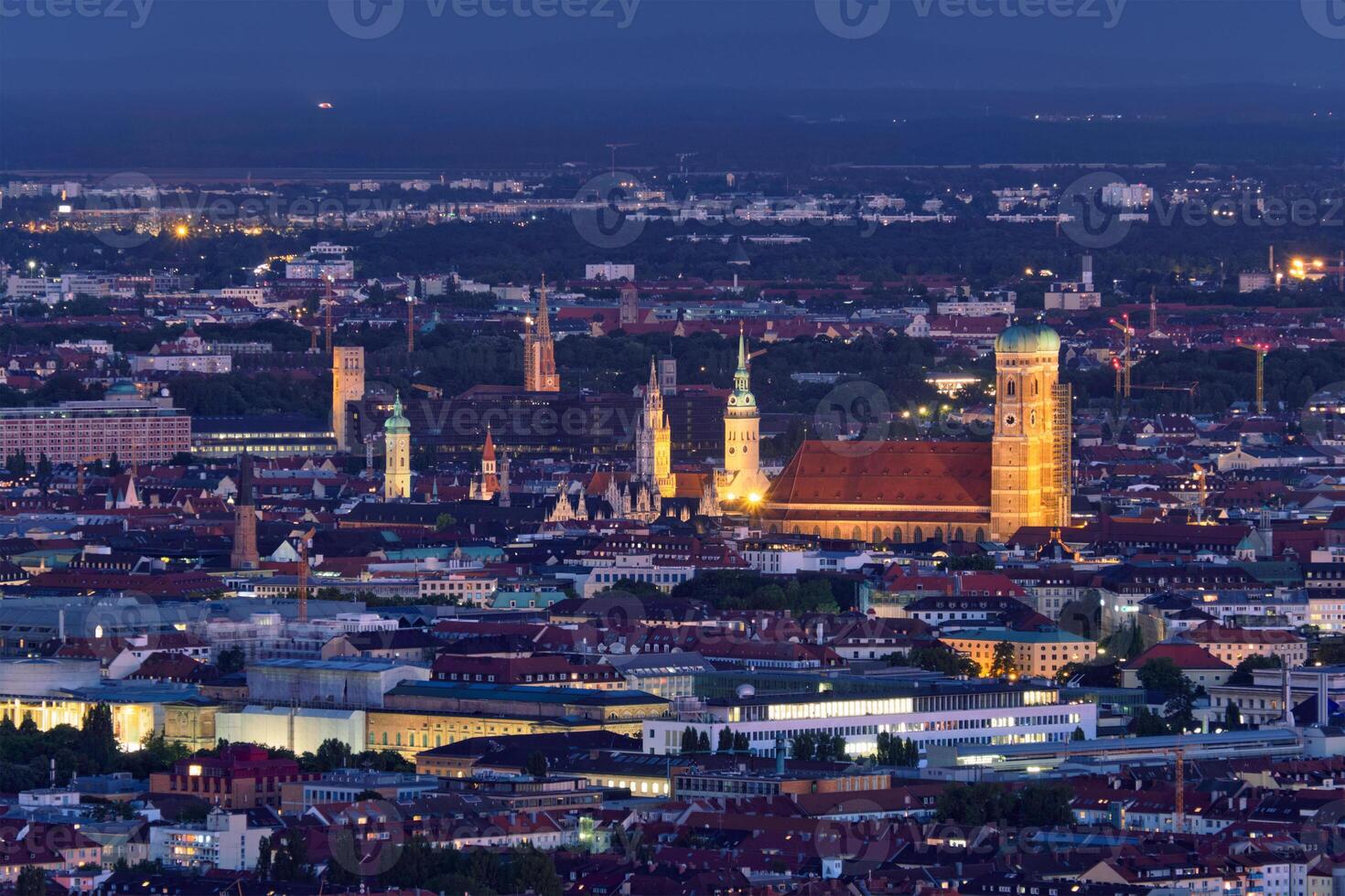 Night aerial view of Munich, Germany photo