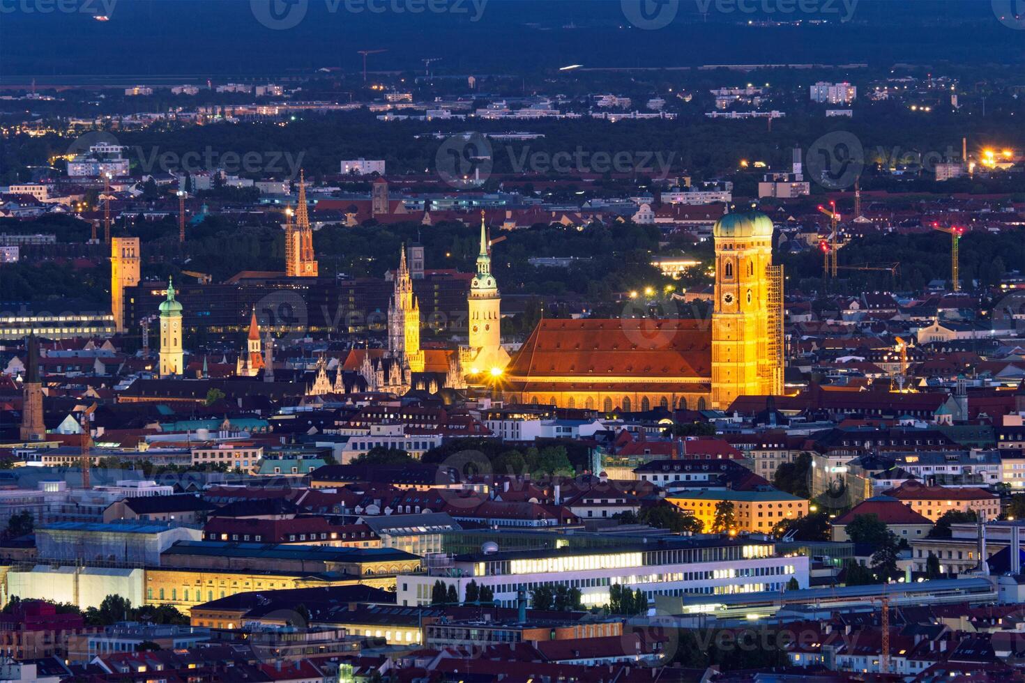 Night aerial view of Munich, Germany photo