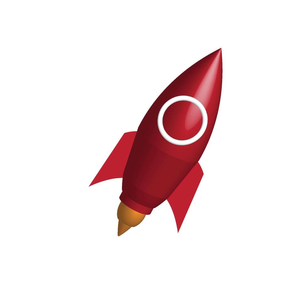 3d rocket red icon vector