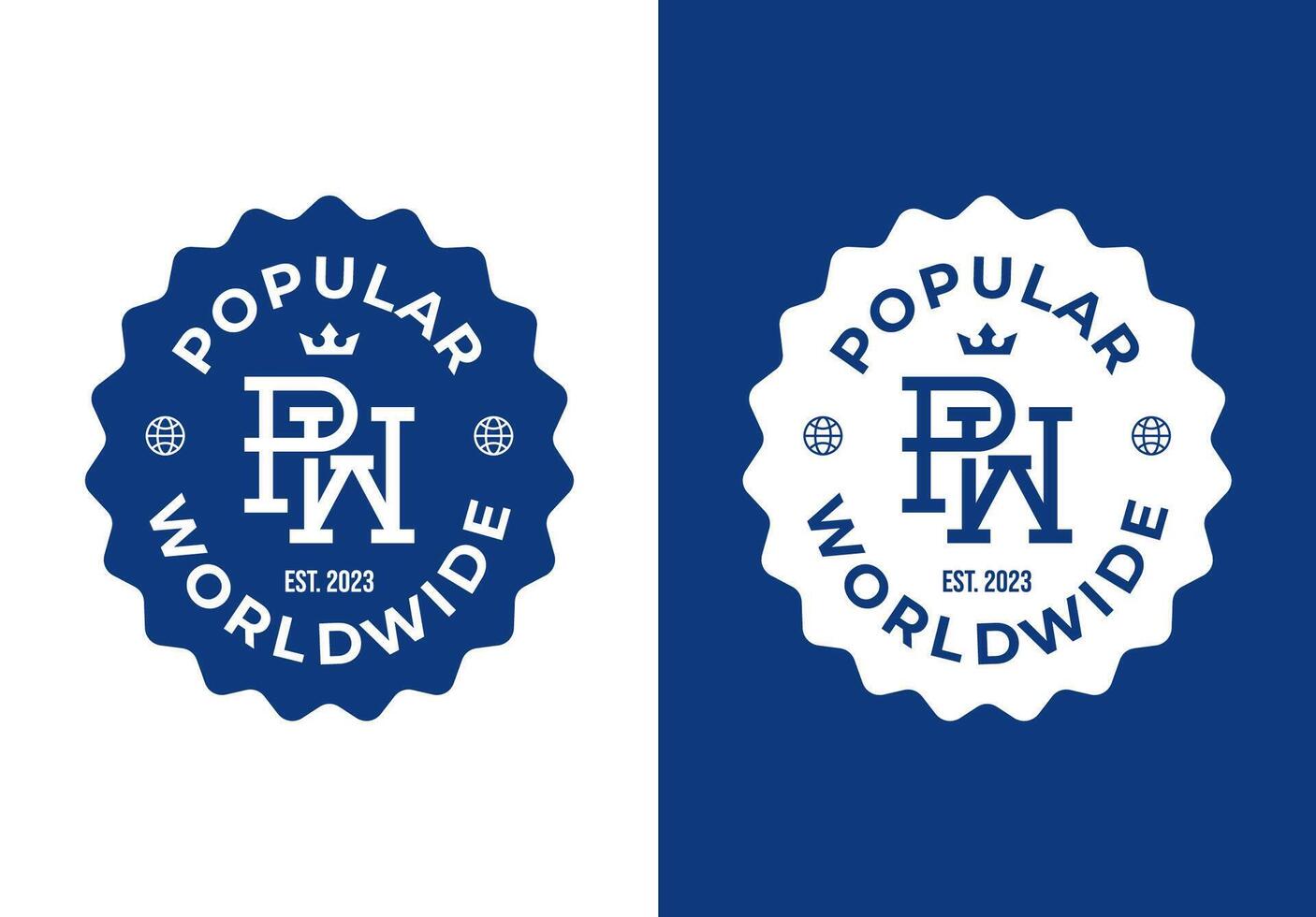 PW Initial Letter Badge Emblem Logo Design vector