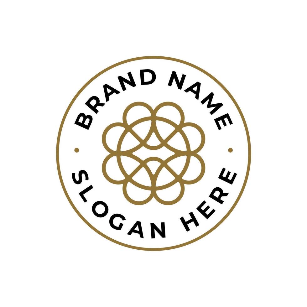 Gold abstract flower bloom heart logo icon vector