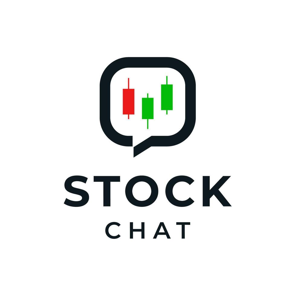 Chat bubble with stock chart candlestick icon app logo design vector