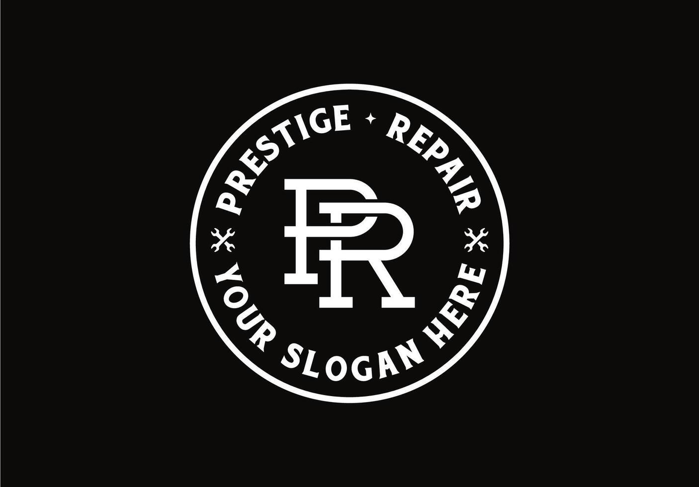 PR Monogram Initial Letter Badge Logo Design vector