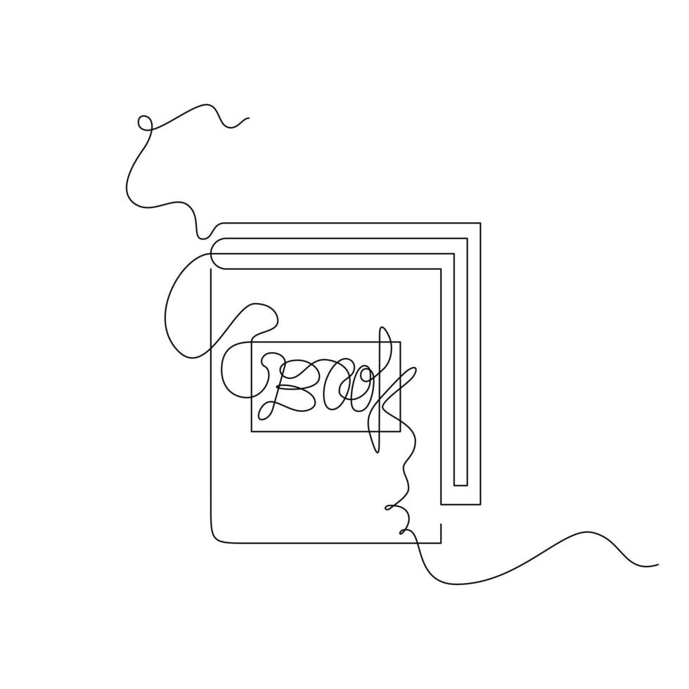 book icon with book writing. one line continuous style. sketch, unique, line art concept. used for icons, symbols, signs, decoration, print vector